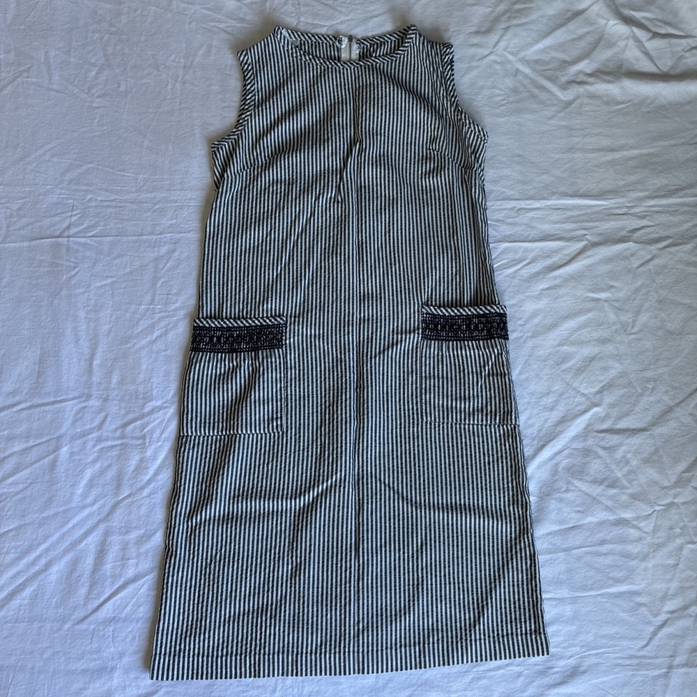 Vintage Striped Summer House Nightgown House Dress Size Small Pockets